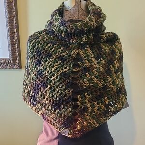 Handmade Camo Crochet Triangle Cowl By Grey Dove Creations New With Tags